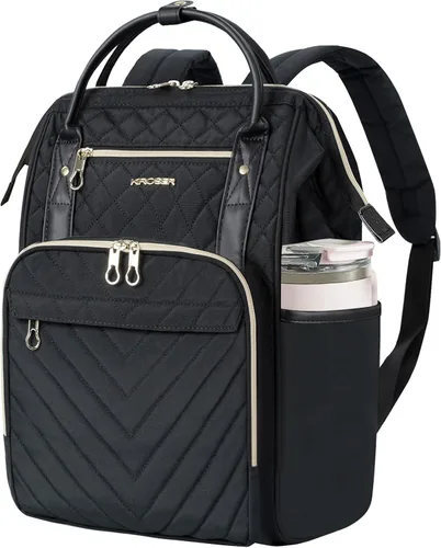 KROSER Mochila para Laptop de 17" Elegante Mochila Repelente al Agua Mochila Casual Universitaria de Día con Puerto USB Bolsa de Trabajo de Viaje
