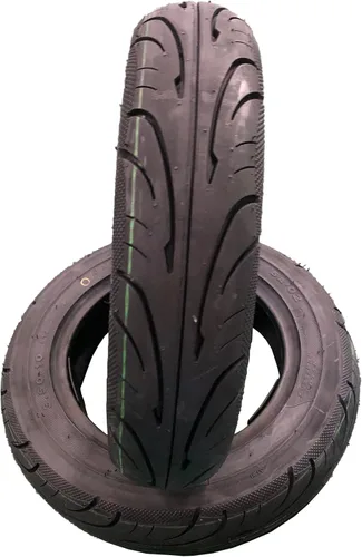 Miniatura 2 de 5A02 Juego de 2 neumáticos sin cámara para scooter 3.50-10 (métrico 100/90-10), 51J, motocicleta/ciclomotor delantera/trasera, llanta de 10", negro