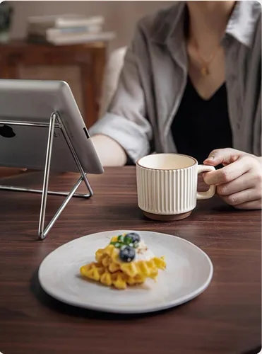 Miniatura 5 de Juego de tazas de café apilables, tazas de café de cerámica para Au Lait, capuchino, café con leche, café, moca, té, tazas en relieve para bodas