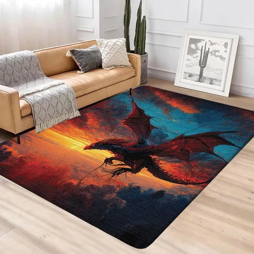 Miniatura 2 de Alfombra de dragón rojo malvado, alfombra de dragón rojo malvado, alfombra de dragón de 8 x 10 pies, alfombra de área de dragón para sala de estar