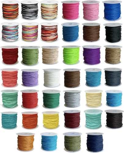 40 colores de cuerda de poliéster encerado de 0.039 pulgadas, hilo recubierto de cera para hacer joyas, cuerda encerada para hacer pulseras de 25