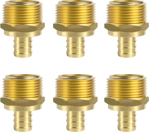 Miniatura 8 de SUNGATOR Paquete de 2 adaptadores machos Pex de 1 pulgada, latón sin plomo, accesorios Pex de 1 pulgada