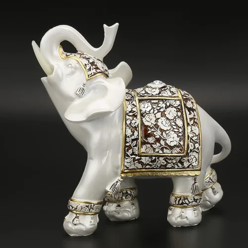 Miniatura 7 de Estatua decorativa de elefante de resina blanca, 6.7 pulgadas, adorno coleccionable de Feng Shui de buena suerte y riqueza para oficina en casa