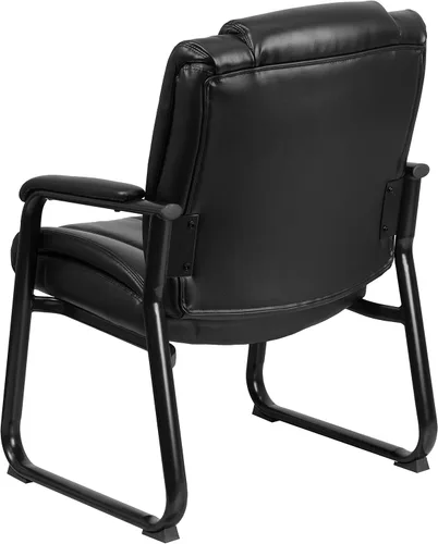 Miniatura 5 de Flash Furniture LeatherSoft - Silla de recepción ejecutiva con reposabrazos acolchados y base de trineo, silla lateral tapizada para sala de estar u