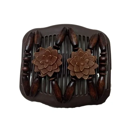 Miniatura 7 de LOVEF Peine de madera profesional para mujer, cuentas mágicas elásticas, clip de cuerda de cuerda de doble elástico, accesorios para peines-6 piezas