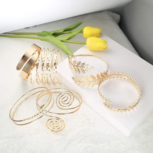 Miniatura 5 de Finrezio - Juego de 6 pulseras para brazaletes de mujer con hojas abiertas