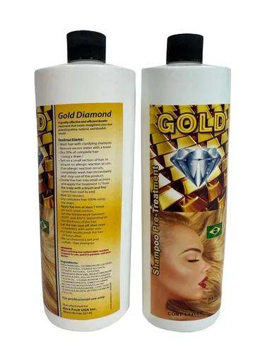 Miniatura 2 de KERA FRUIT Cirugia Capilar Gold Diamond Keratin Treatment 16oz Incluye champú, fórmula dorada