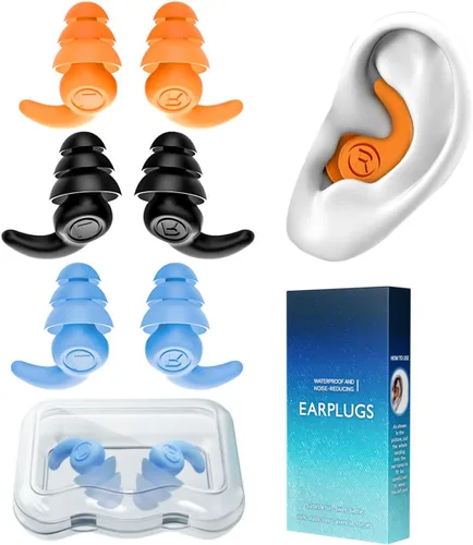 Tapones impermeables para los oídos de natación para adultos, 3 pares de tapones de silicona reutilizables para los oídos, protección para los oídos