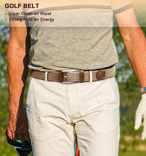 Miniatura 8 de BULLIANT Cinturón elástico para hombre, cinturón trenzado de regalo para hombre, 1 38 para golf, pantalones casuales, camisas, jeans