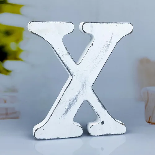Miniatura 30 de Letras de madera rústica blanca de 6 pulgadas, letras de madera sin terminar para decoración de pared, letras de pie retro blancas blancas