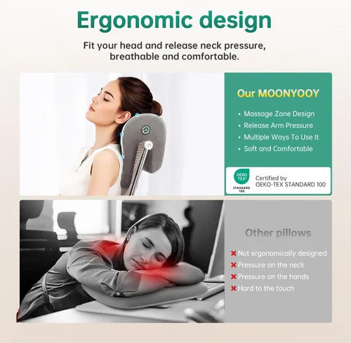 Miniatura 3 de Silla de oficina con reposacabezas, almohada para el cuello de espuma viscoelástica, soporte para el cuello, almohada de reposacabezas de apoyo
