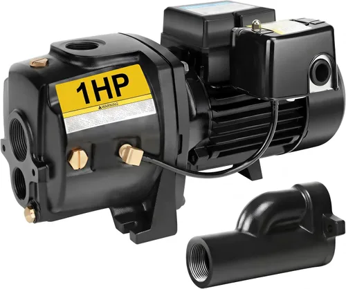 Acquaer Bomba de chorro de pozo superficial/profundo 1HP, bomba convertible de hierro fundido con kit eyector, profundidad de pozo de hasta 25 pies