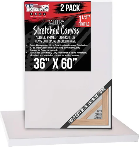 Miniatura 14 de U.S. Art Supply Lienzo estirado mediano para pintar de 12 x 48 pulgadas, profundidad de galería de 1-1/2 pulgadas de grosor, paquete de 2 – triple