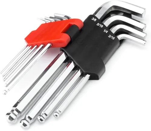 Miniatura 2 de MAXPOWER Juego de 9 llaves hexagonales de brazo largo, llaves Allen de grado industrial, hechas con acero CR-V tratado térmicamente, acabado