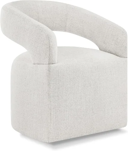 KISLOT Juego de 1 sillas de comedor tapizadas, modernas sillas de comedor con ruedas ocultas, sillas de cocina con brazo con tela de aspecto de