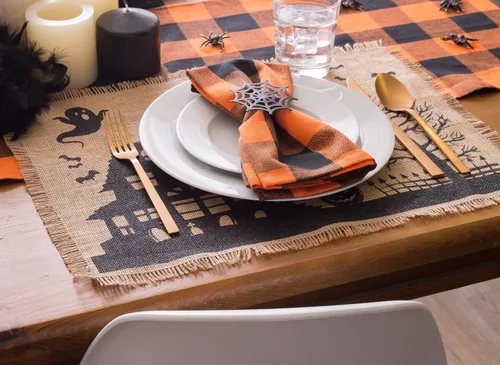 Miniatura 4 de DII mantel individual 100% yute rústico clásico estampado para la mesa