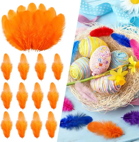 Miniatura 12 de THARAHT Plumas coloridas de gallo artesanal, 300 plumas de colores de 3 a 5 pulgadas, a granel para jardín de infantes, manualidades, boda, hogar