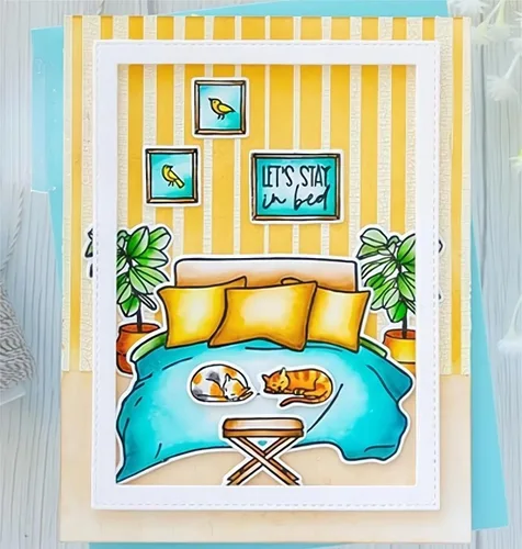 Miniatura 5 de Juego de sellos y troqueles transparentes de cama y gato para hacer tarjetas, plantillas de corte troquelado para álbumes de recortes, álbum
