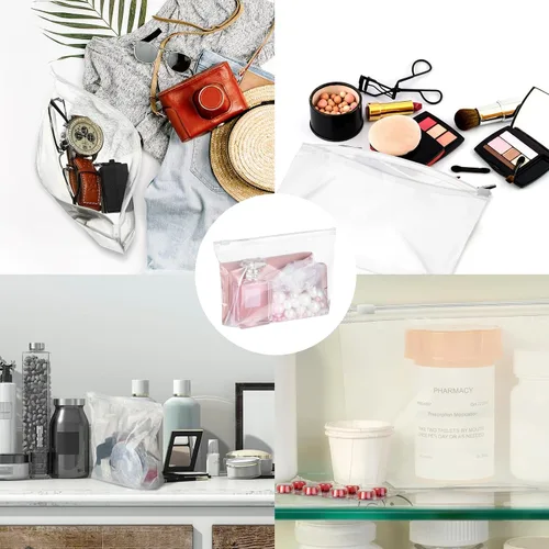 Miniatura 3 de Bokon 100 bolsas pequeñas de aseo a granel, 5.12 x 8.11 pulgadas, bolsas de maquillaje transparentes para cosméticos con cremallera, bolsas de viaje