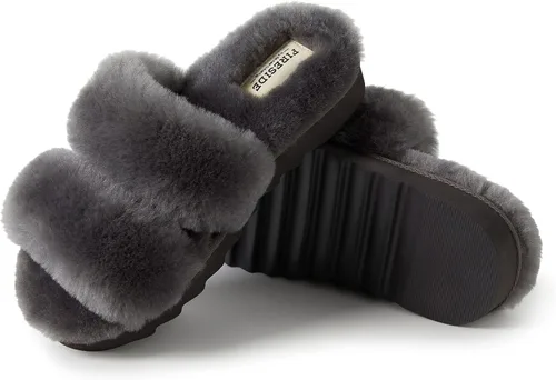 Miniatura 3 de Dearfoams Fireside Benalla - Pantuflas de piel de oveja de doble banda fácil de poner y quitar para mujer