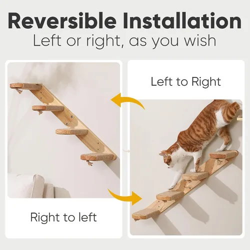 Miniatura 2 de FUKUMARU Estante de escalada para gatos montado en la pared, escalera para gatos de cuatro escalones con rascador de yute para paredes de gatitos