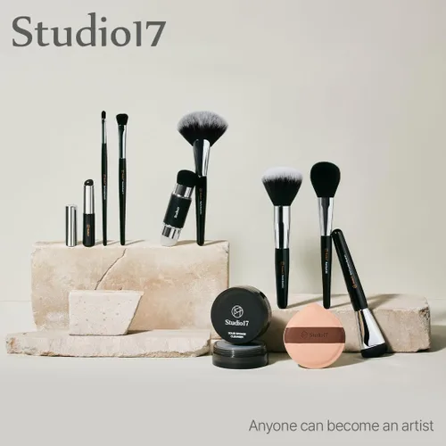 Miniatura 6 de STUDIO17 Brocha de base para maquillaje Brocha de maquillaje profesional con cerdas sintéticas de primera calidad Brochas de maquillaje coreanas