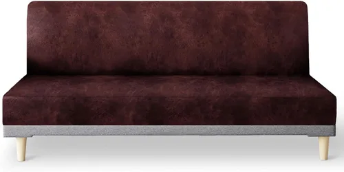 Miniatura 45 de molasofa - Funda elástica para futón de aspecto de cuero, cubierta para sofá sin brazos, protector de muebles con parte inferior elástica, funda