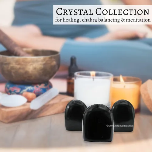 Miniatura 5 de Amazing Gemstone Piedra de palma y cristales de turmalina negra, piedras preciosas y cristales de grado A++, cristales curativos y piedras
