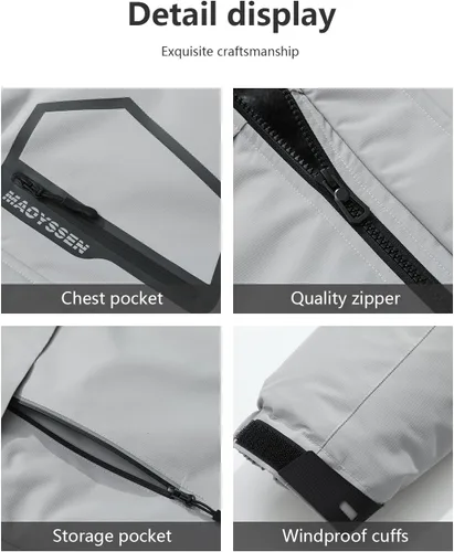 Miniatura 5 de Chaqueta de esquí de invierno impermeable para hombre, chaqueta de snowboard de invierno impermeable con capucha y forro polar resistente al viento