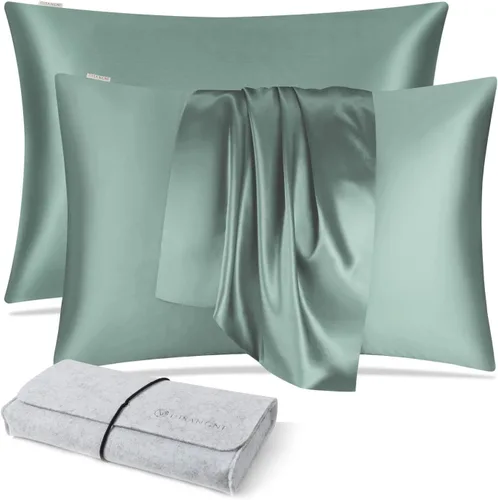 Miniatura 38 de DISANGNI Funda de almohada de seda de morera 100% natural para cabello y piel con cremallera oculta, 22 momme ambos lados