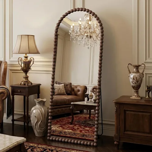 Miniatura 17 de Antok Espejo de Piso, 57"×21" Espejo Vintage de Cuerpo Completo con Cuentas, Espejo de Cuerpo Completo con Soporte, Montado para Colgar