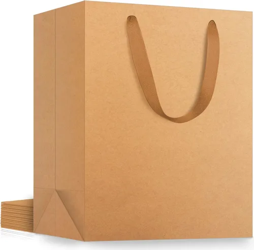 EUSOAR Bolsas de papel de estraza grandes de 9.8 x 5.1 x 12.6 pulgadas a granel, bolsas resistentes para recuerdos de fiesta, cumpleaños, bodas,