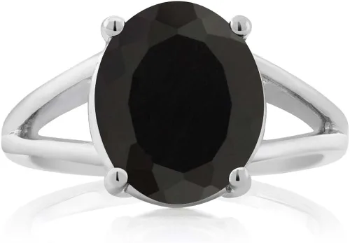 Miniatura 2 de Gem Stone King Anillo de compromiso de plata de ley 925 con ónice negro para mujer