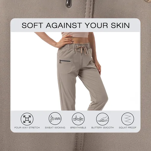 Miniatura 4 de Haowind - Pantalones deportivos para mujer con bolsillos y cintura elástica, cómodos pantalones de deportivos de descanso para deportes, gimnasio