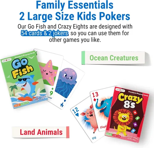Miniatura 3 de rokt&razo Juego educativo de cartas para niños 6 en 1, juego de memoria del alfabeto, Slap Jack, Go Fish, Crazy Eights, War, Ghost Out