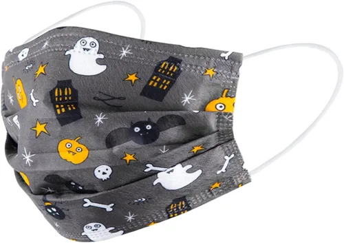 Miniatura 9 de 50 cubrebocas desechables de Halloween para adultos, uso diario, 3 capas, cubrebocas protectores con diseño de calabaza para regalo de fiesta