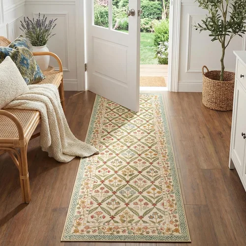 Miniatura 30 de jinchan Haden - Alfombra de entrada de 2 x 3 pulgadas, diseño floral vintage, lavable, suave, antideslizante, de pelo bajo, para puerta, cocina