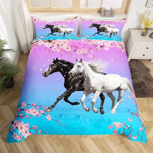 Miniatura 10 de Erosebridal Juego de funda de edredón con diseño floral de acuarela, estilo fantasía, para niñas, mujeres y niños, bonito juego de edredón