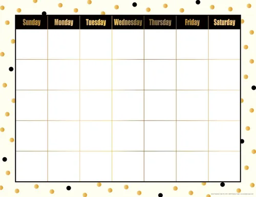 Miniatura 4 de Barker Creek Tabla de calendario, rayas anchas, calendario en blanco con 35 cuadrados para fechas, columnas etiquetadas por día de la semana