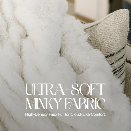 Miniatura 5 de Minky Designs Manta Minky Gris Ceniza – Manta de Tiro de Piel Sintética Ultra Suave para Sofá, Cama y Hogar – Esponjosa, Cálida y Lujosa – Colección