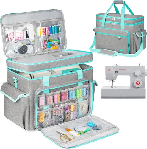 Miniatura 12 de LEFOR·Z Estuche rodante para máquina de coser con ruedas, bolsa de transporte para máquina de coser, bolsa de mano con carrito para la mayoría