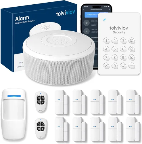 Miniatura 9 de tolviviov Sistema de alarma para seguridad del hogar, sistemas de alarma de puerta de bricolaje, alertas de aplicación, kit de 15 piezas, sin tarifa
