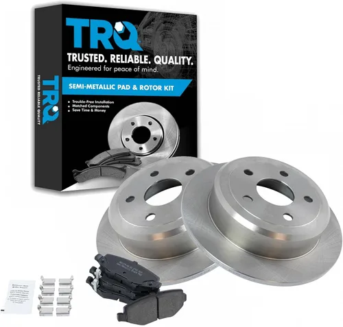 Miniatura 132 de TRQ Juego de pastillas de freno semimetálicas traseras y rotores compatibles con Chevrolet Trailblazer 02-06 Trailblazer EXT 04-06 SSR 02-07 GMC
