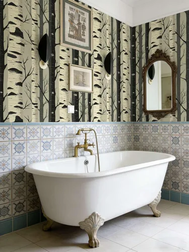 Miniatura 4 de Papel tapiz autoadhesivo de bosque de abedul, papel tapiz rústico de árbol bosque, decoración de pared de naturaleza escandinava para el hogar