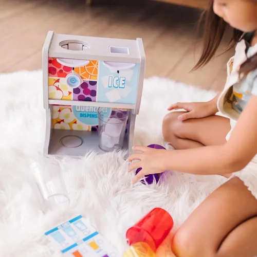Miniatura 8 de Melissa & Doug - Dispensador de bebidas de madera con tazas, inserciones de jugo, cubitos de hielo (10 unidades)