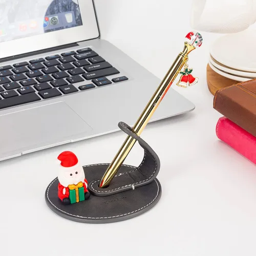 Miniatura 2 de Soporte de escritorio de cuero para bolígrafo y bolígrafo de escritorio, bolígrafos de regalo de escritura divertidos, decoración de fiesta escolar