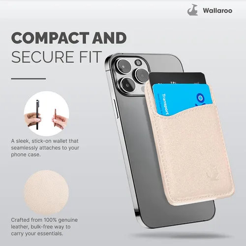 Miniatura 8 de Wallaroo Premium - Tarjetero adhesivo de cuero para teléfono celular - Para Android e iPhone - Para mujeres y hombres - Resistente con forro