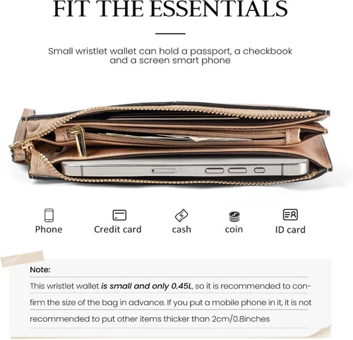 Miniatura 4 de Befen - Bolso clutch de mano de cuero con correa para teléfono celular, organizador de tarjetas