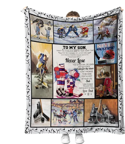 Miniatura 10 de Manta de hockey, regalos para niños y niños, suave y acogedora ropa de cama de hockey, manta de vellón, regalos de hockey para hombres y mujeres