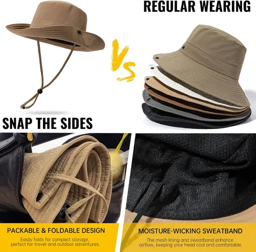 Miniatura 3 de CLAPE Sombrero de pescador para exteriores, impermeable, UPF 50+, ala Boonie para mujeres y hombres, ligero para senderismo, safari, sombrero